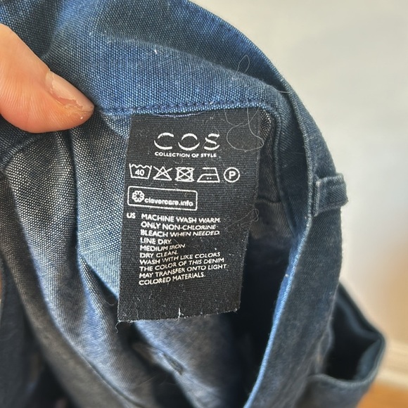 COS size 4 cotton capri cropped pants denim blue high rise summer - Picture 3 of 8